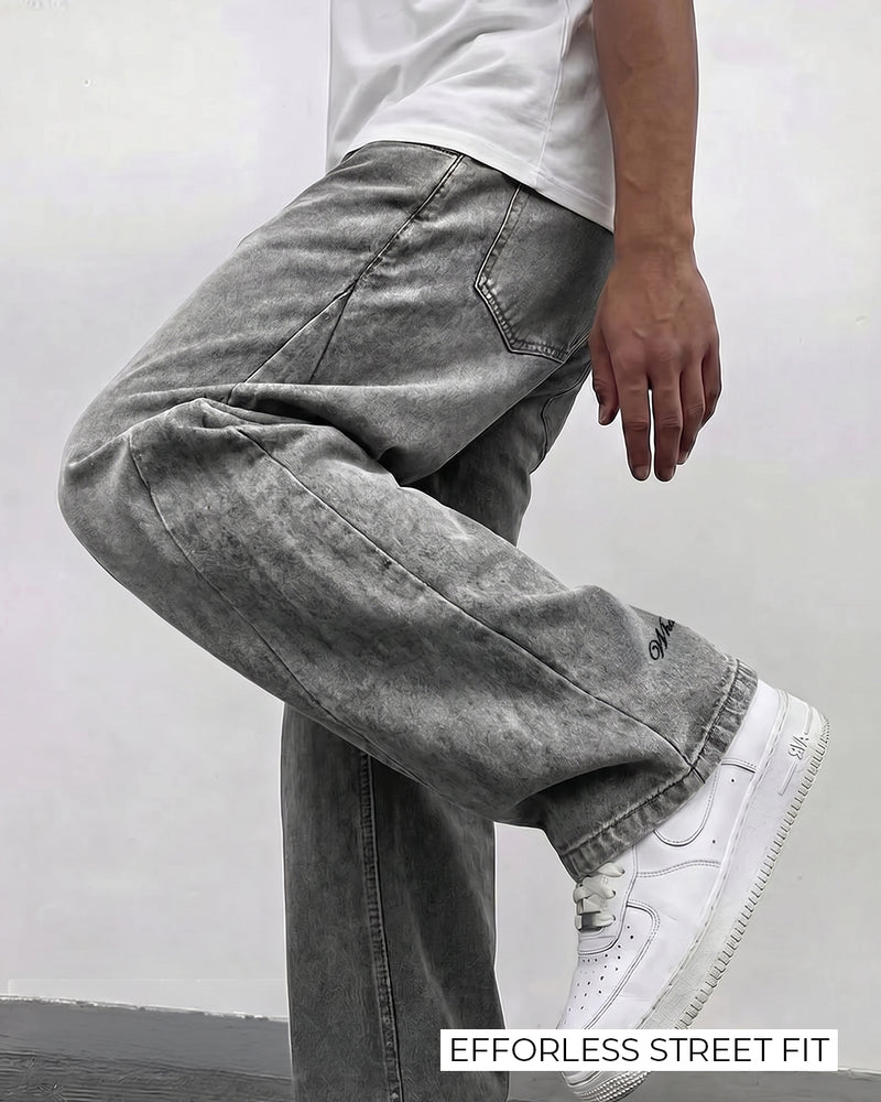 Panel Grey Baggy Jeans