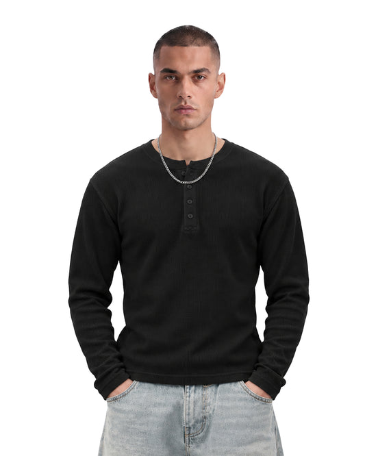 Not So Loud Black Henley T-shirt