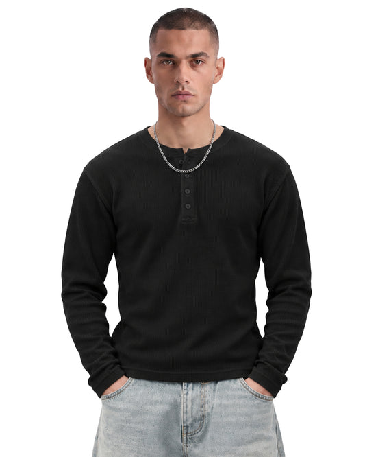 Not So Loud Black Henley T-shirt