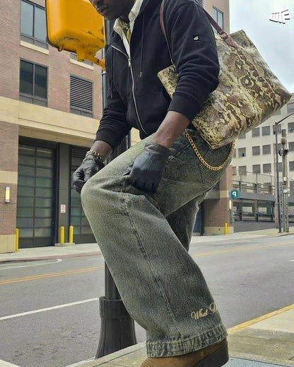 Burnt Blue Baggy Denim Jeans