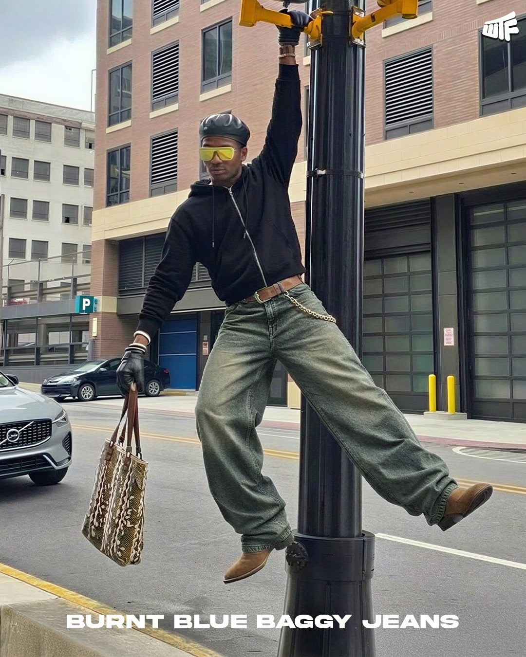 Burnt Blue Baggy Denim Jeans