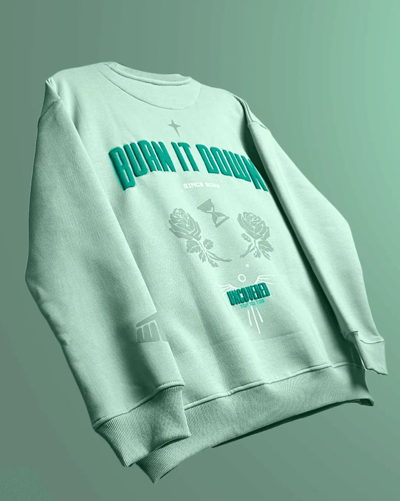 BURN IT DOWN Oversized Sweatshirt - WHAT THE FLEX