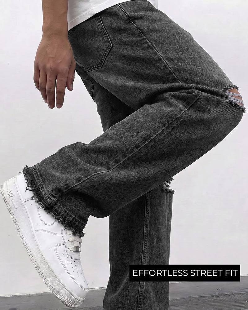 Lost Black Rugged Baggy Jeans