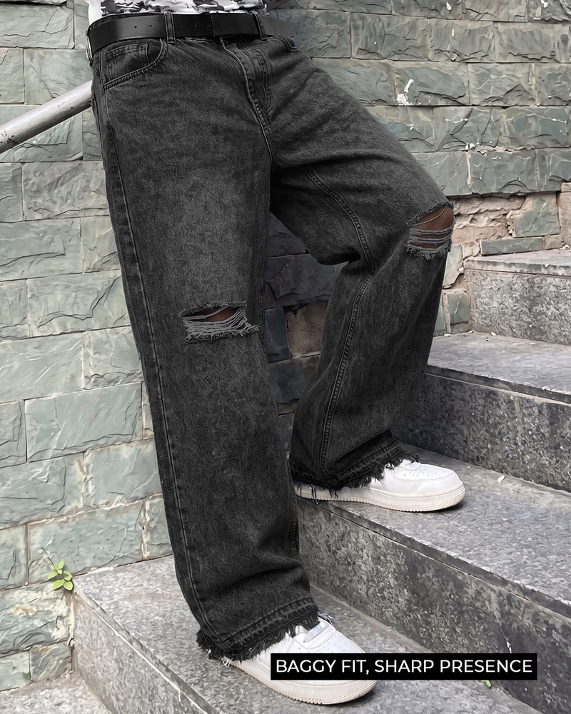 Lost Black Rugged Baggy Jeans