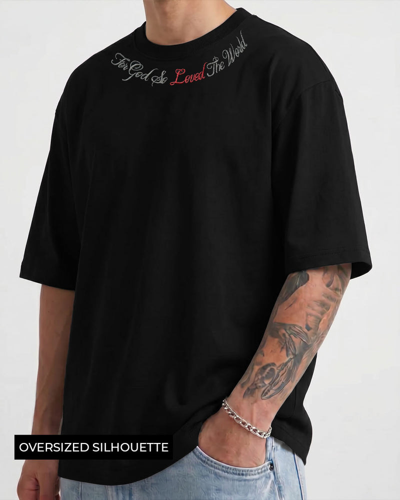 Lost Scriptures Black Embroidery T-Shirt