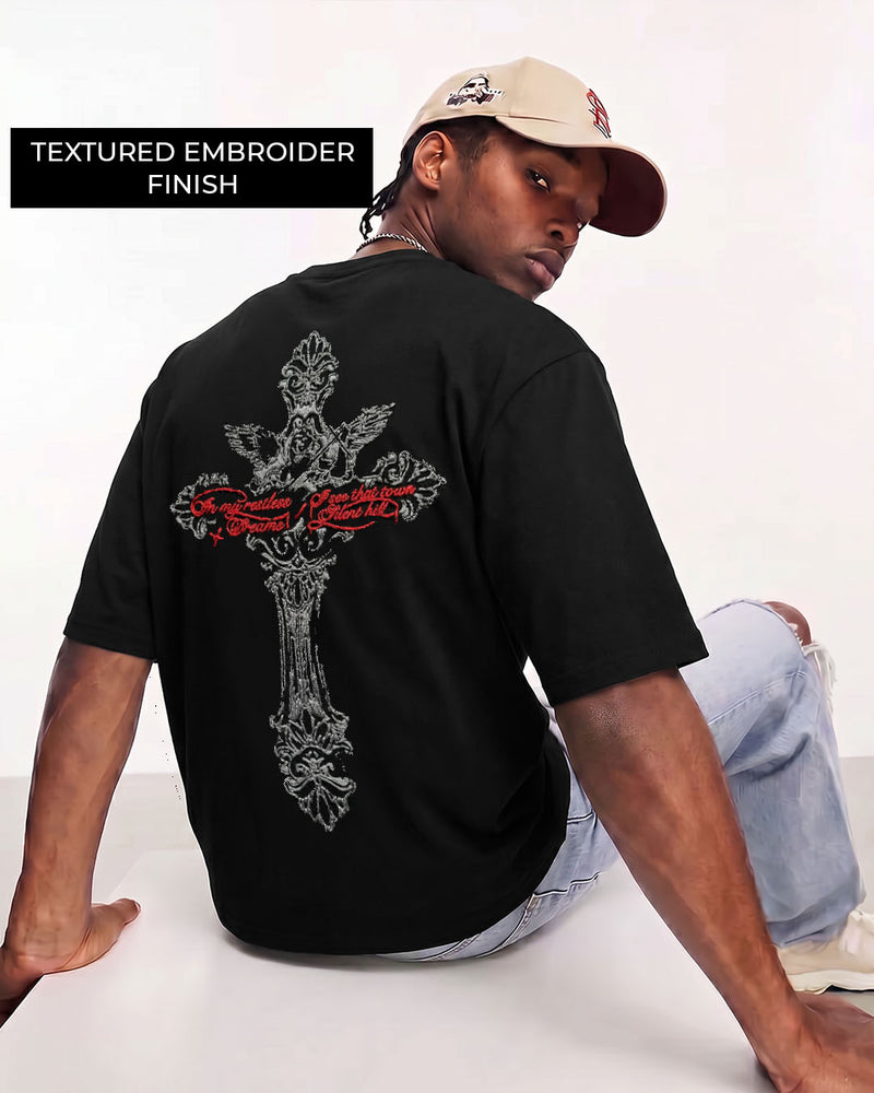 Lost Scriptures Black Embroidery T-Shirt