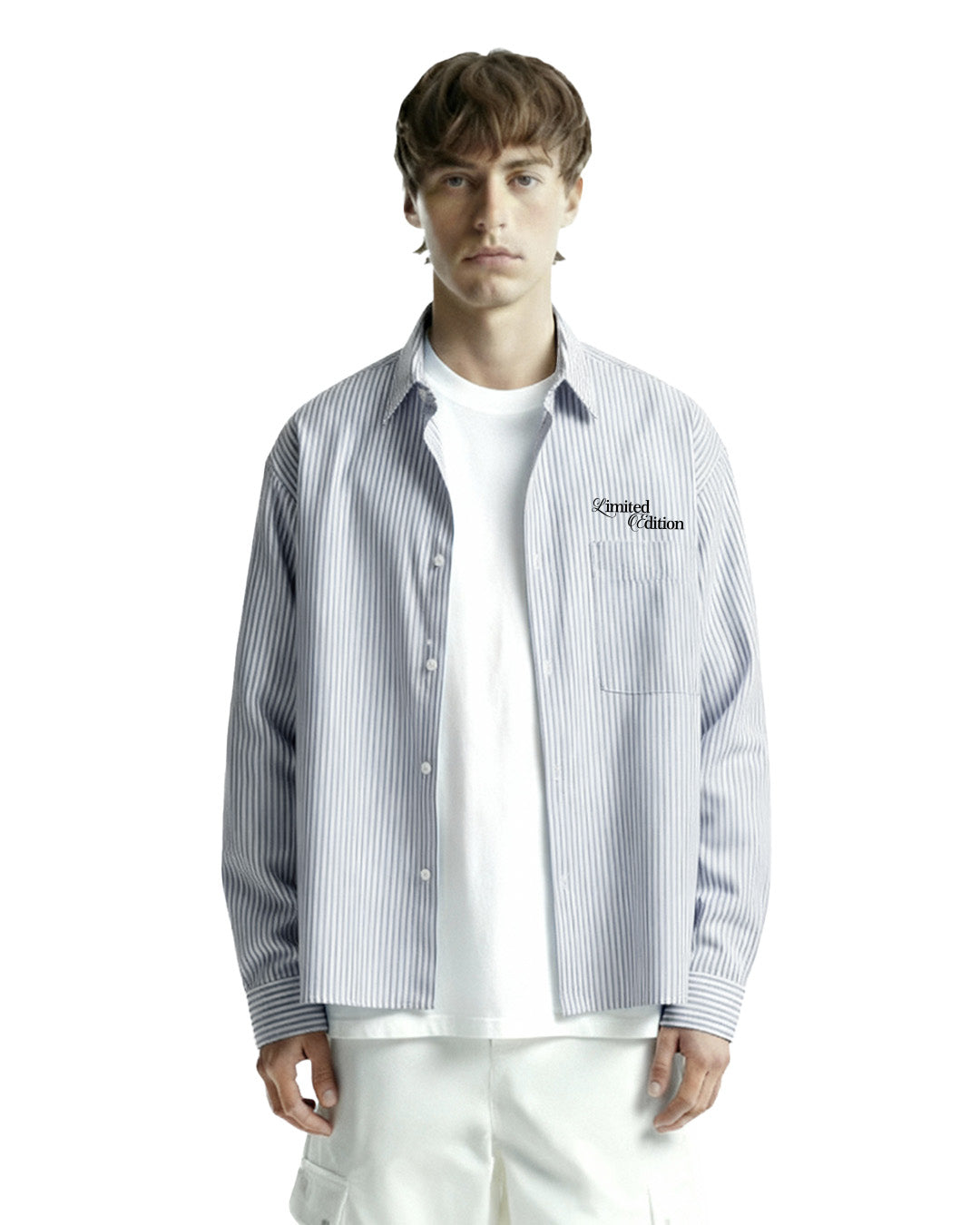 Twenties Blue and White Full Sleeves Striped Shirt