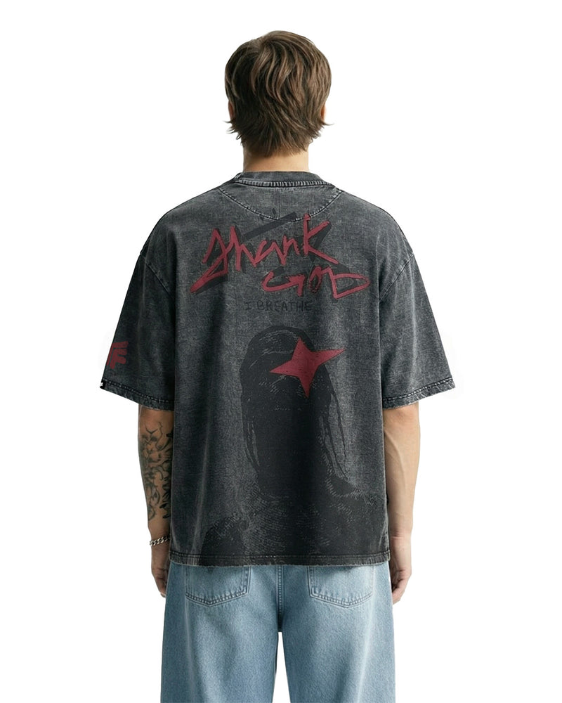 Maximus Travis Scott Acid Wash Black Tshirt