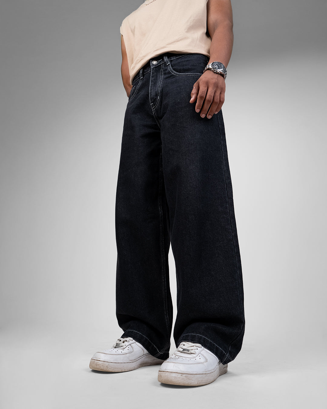 KAJA MEDIUM BAGGY BLACK DENIM PANTS 3 XL KAJA MEDIUM BAGGY BLACK