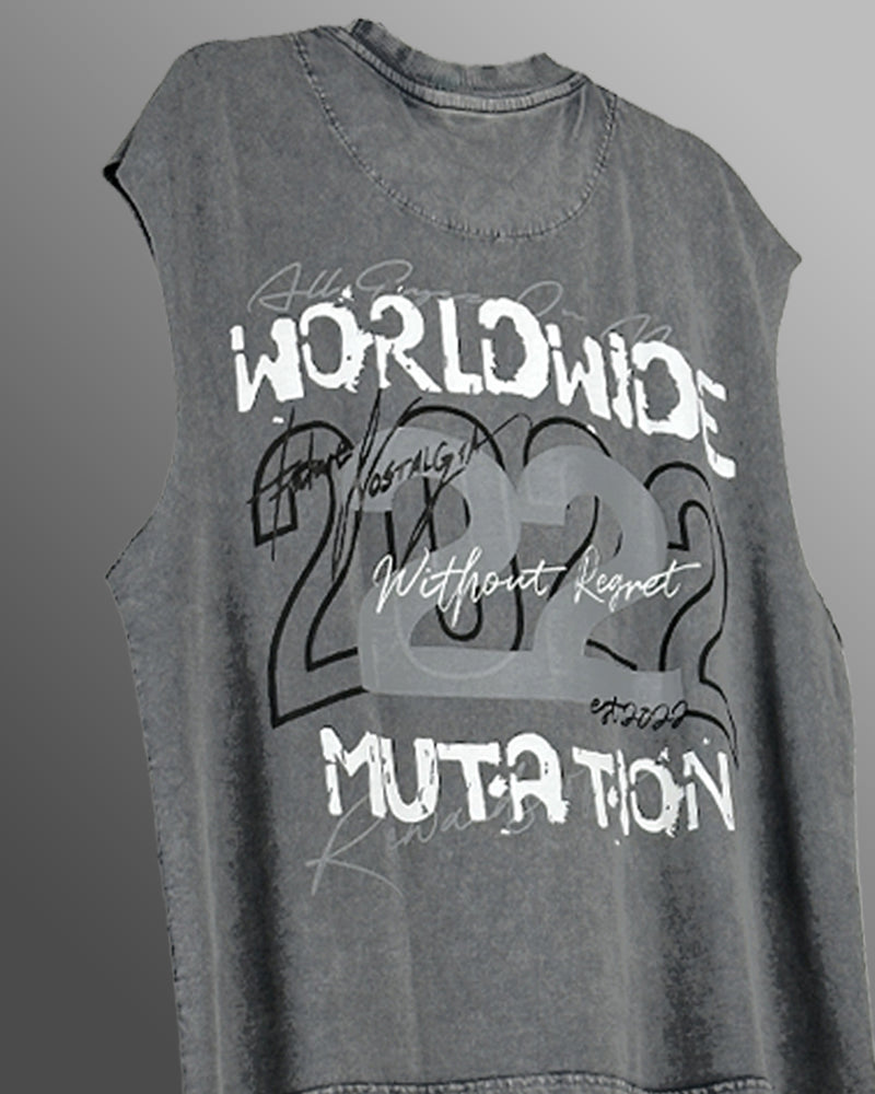 Mutation Grey Acid Wash Boxy Vest