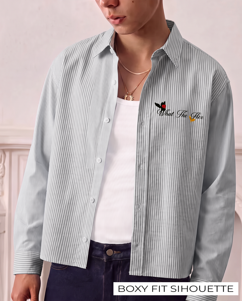 Not Just A Dream Grey Full Sleeves Striped Shirt
