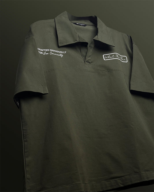 Olive Retro Cotton Polo T-Shirt
