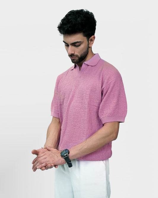 Pink Urban Knit Polo T-Shirt