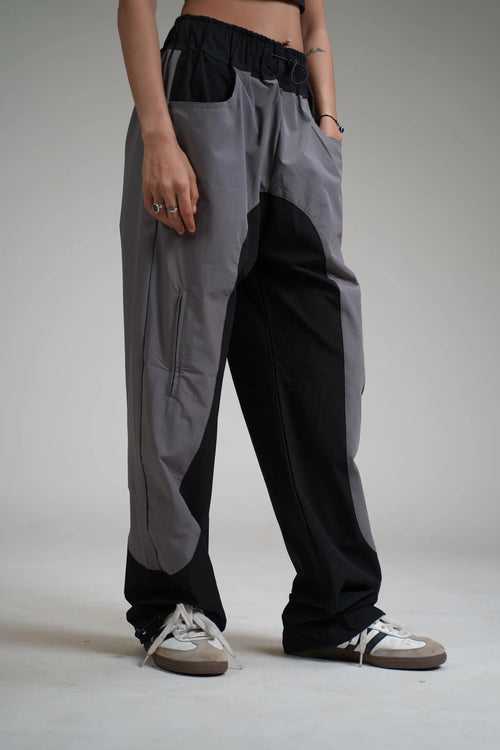 Black Panel Parachute Pants - WHAT THE FLEX