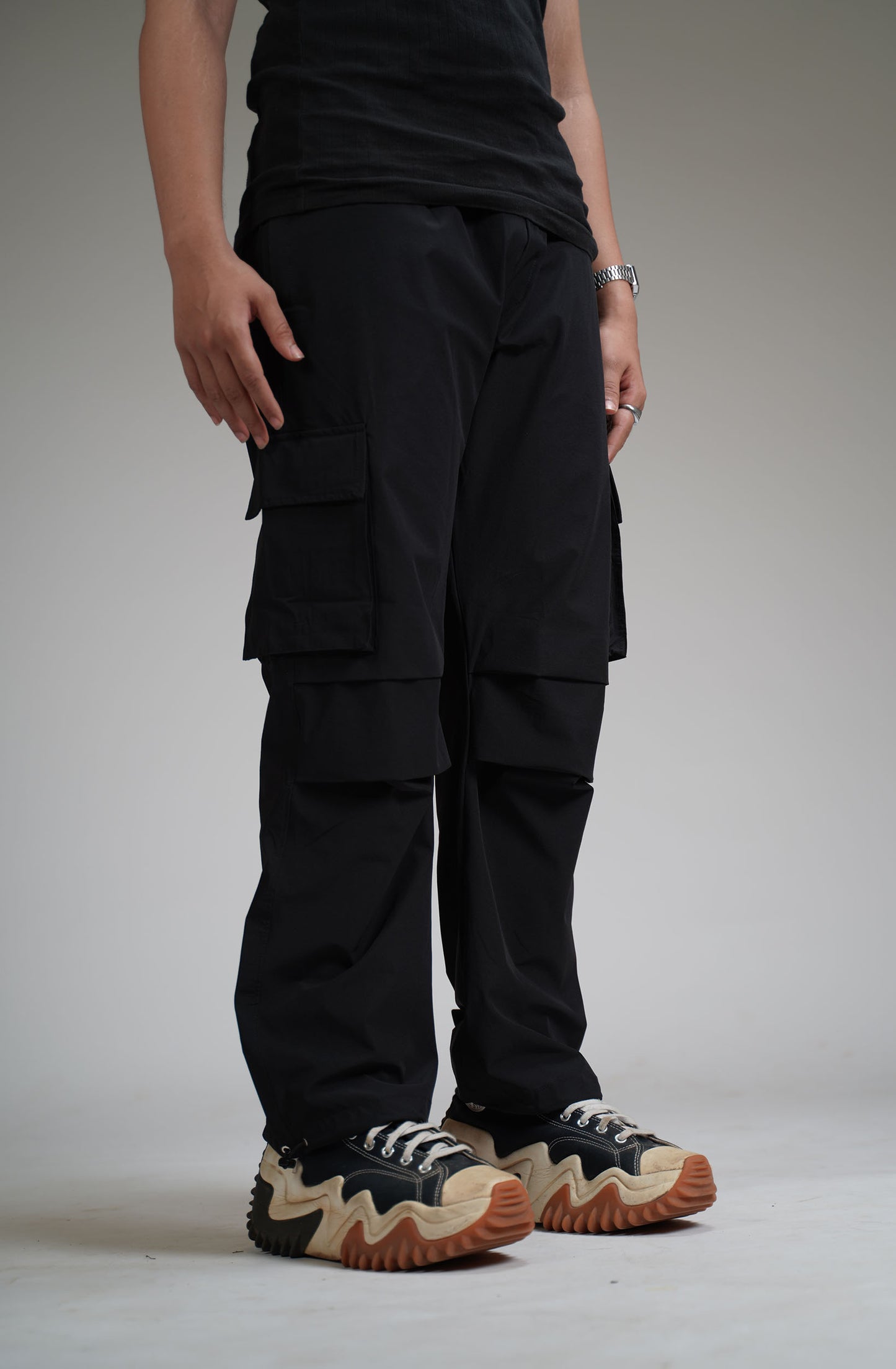 BLACK Parachute Pants