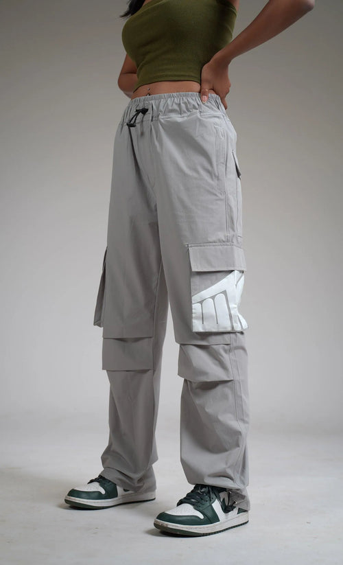 Ice Grey Parachute Pants - WHAT THE FLEX