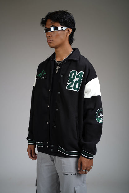 PRAYER OVER PANIC VARSITY JACKET