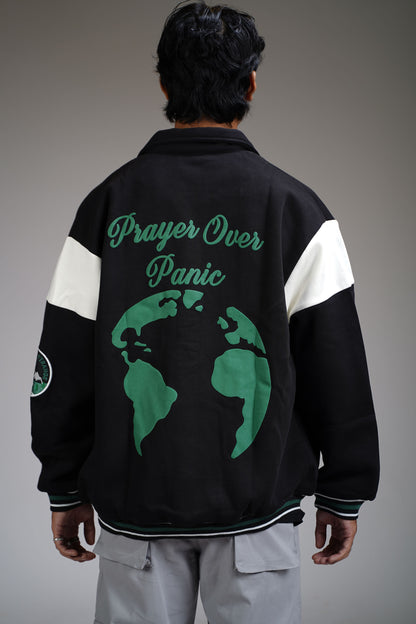 PRAYER OVER PANIC VARSITY JACKET