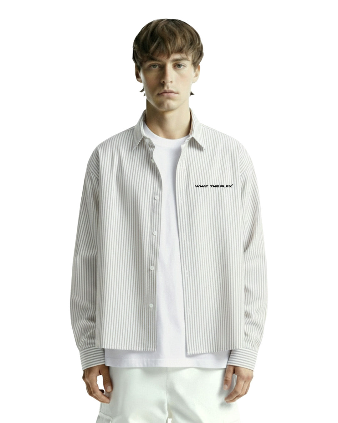 Progress Tribe Full Sleeves Blue and White Striped Shirt