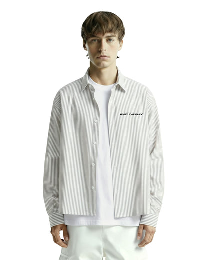 Progress Tribe Full Sleeves Blue and White Striped Shirt