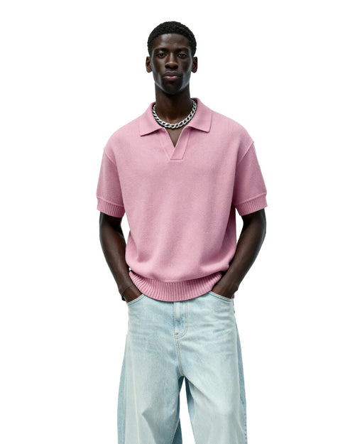 Pink Urban Knit Polo T-Shirt