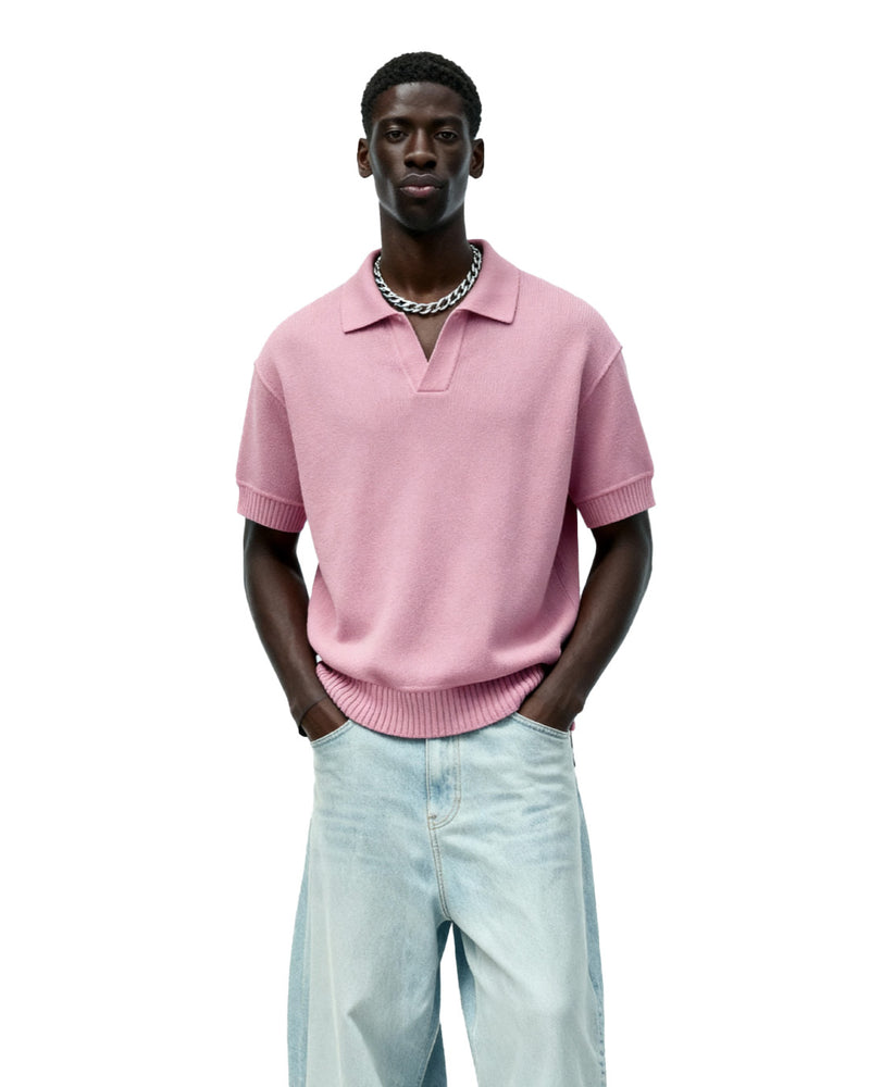 Pink Urban Knit Polo T-Shirt