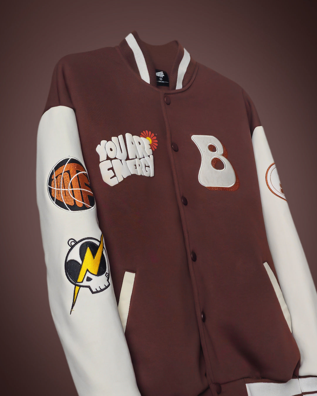 Praise To The Highest Brown Varsity Jacket – WHAT THE FLEX