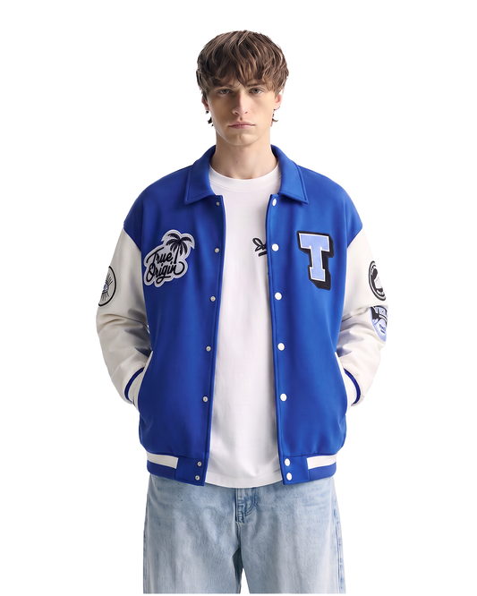 Run or Burn Blue Varsity Jacket