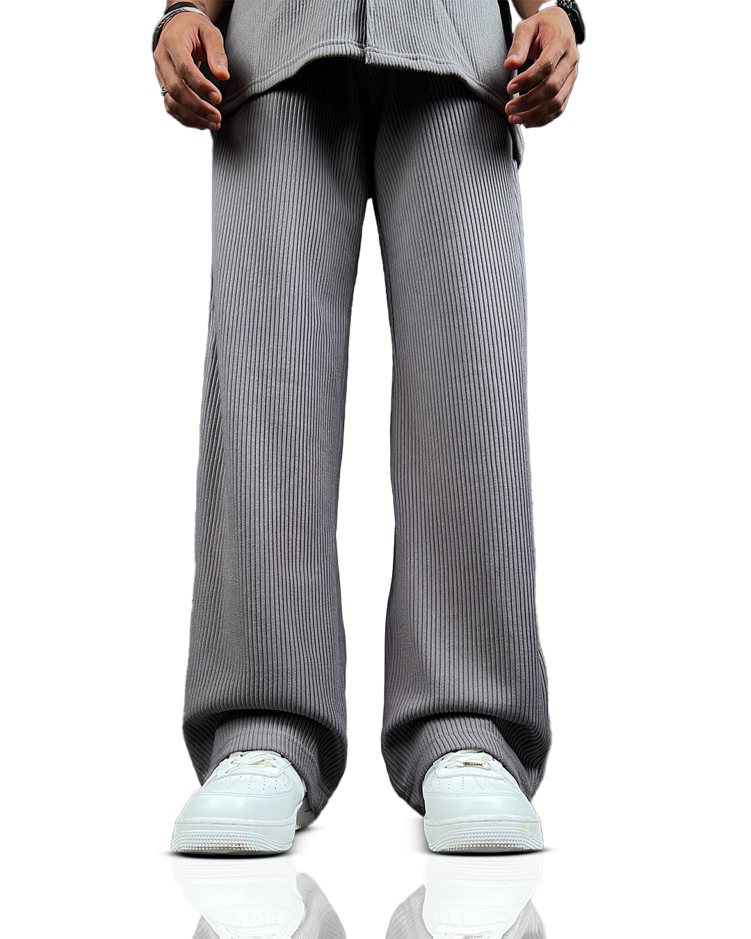 Grey Ribbed Pants