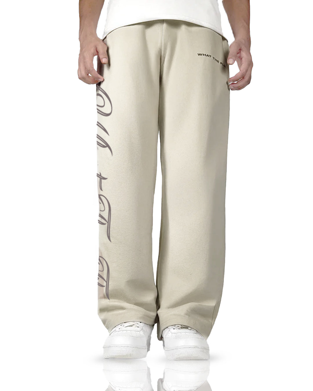 Scripted Cream Essential Cotton Pants