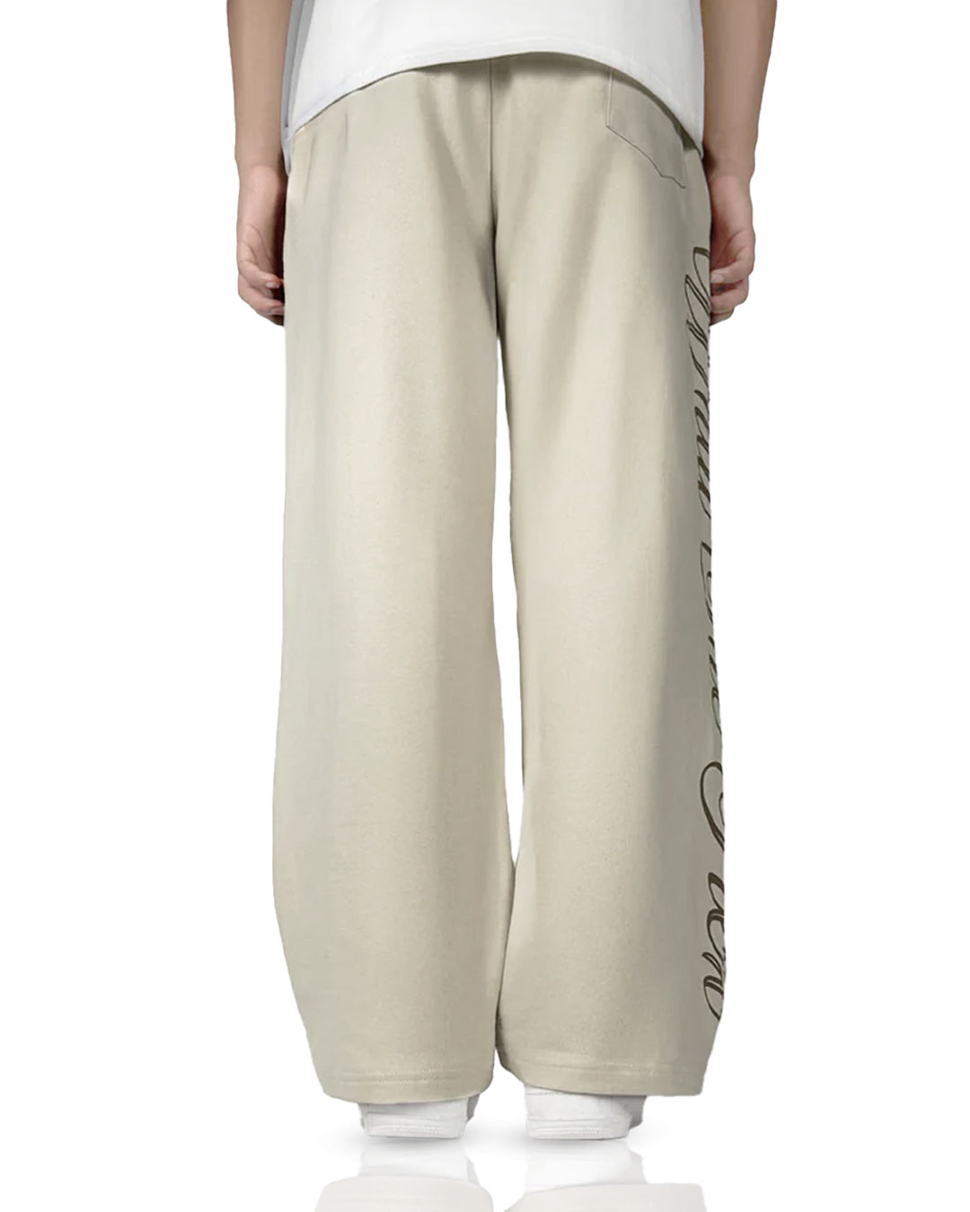 Scripted Cream Essential Cotton Pants