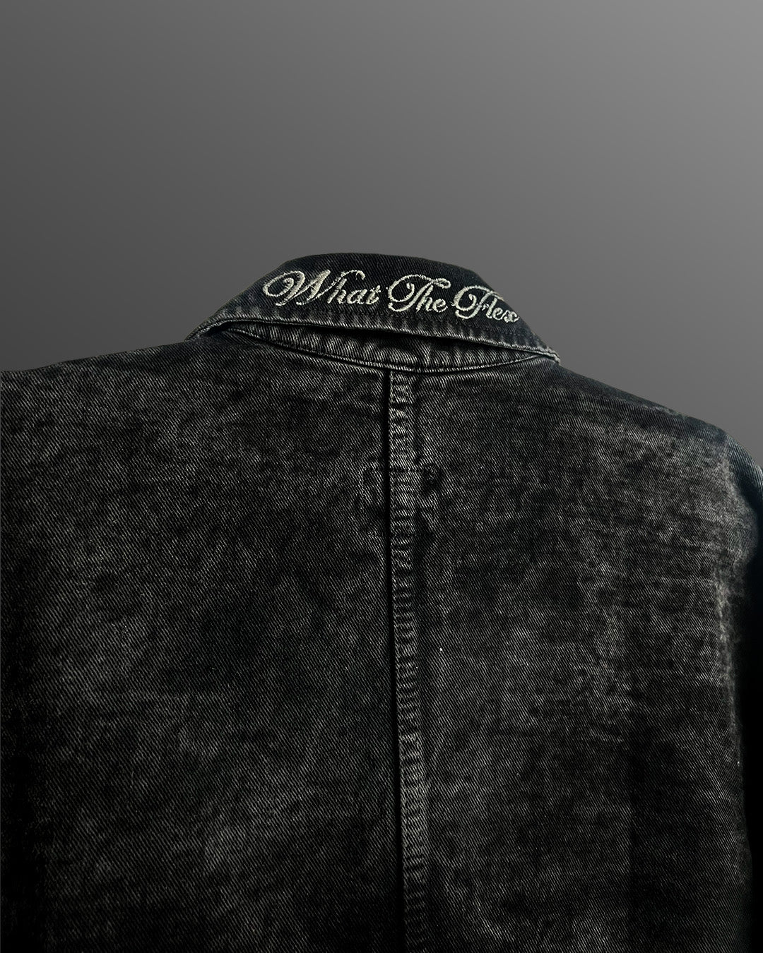 Black Long Sleeve Stitched Denim Overshirt