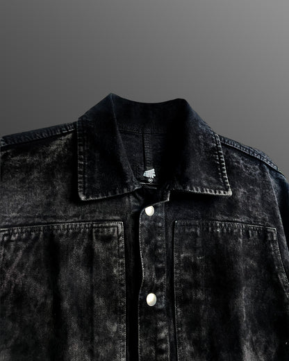 Black Long Sleeve Stitched Denim Overshirt
