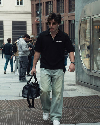 Ash Black Polo T-Shirt with Zip