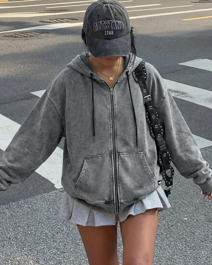 Smoke Grey Zipper Hoodie