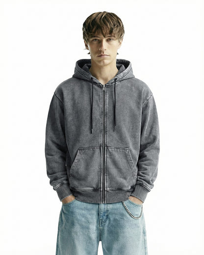 Smoke Grey Zipper Hoodie
