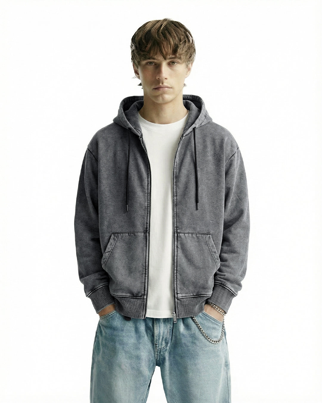 Smoke Grey Zipper Hoodie