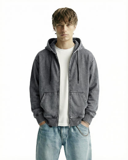 Smoke Grey Zipper Hoodie