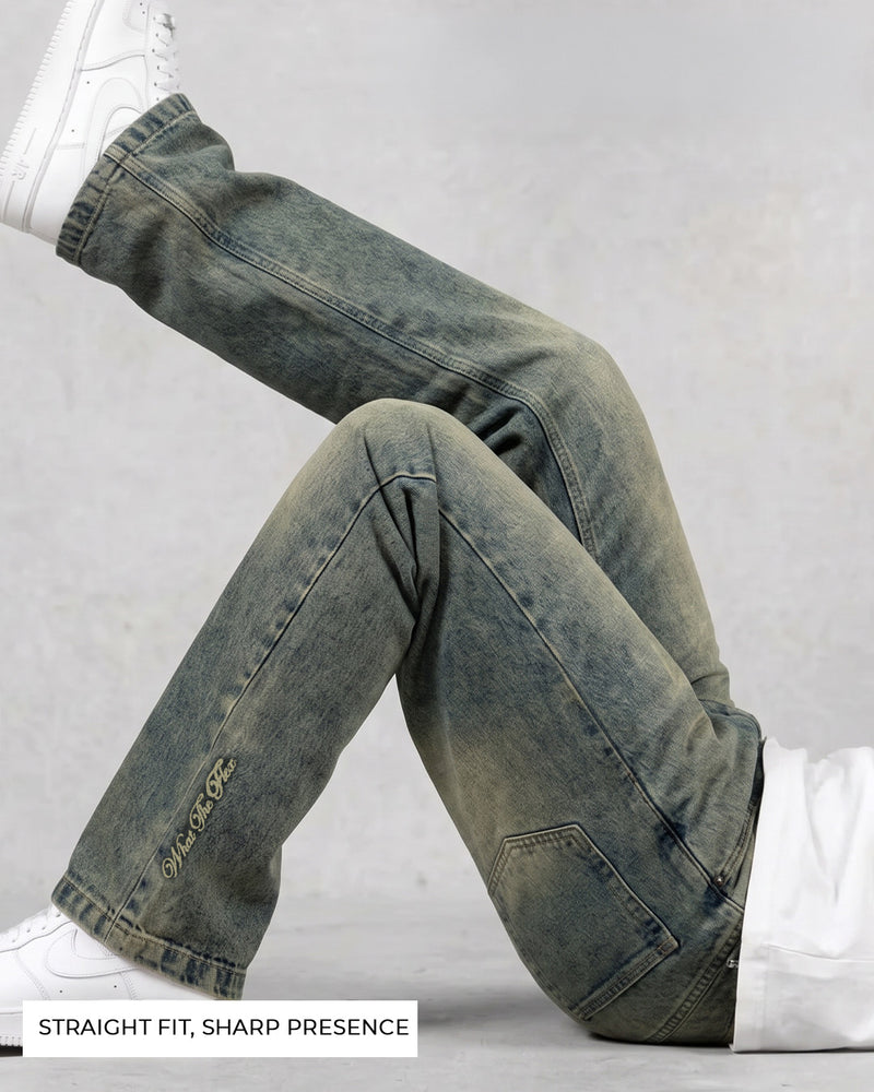 Burnt Blue Straight Cut Jeans
