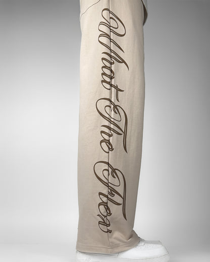 Scripted Cream Essential Cotton Pants