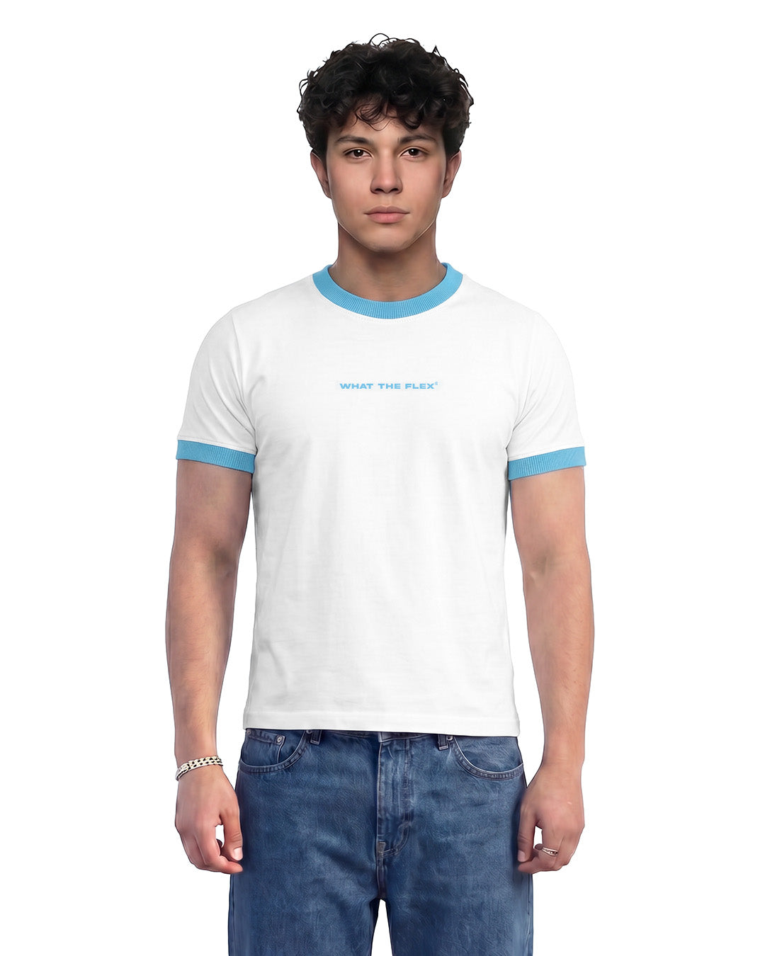 Text Me Slim Fit Ringer White T-shirt – WHAT THE FLEX