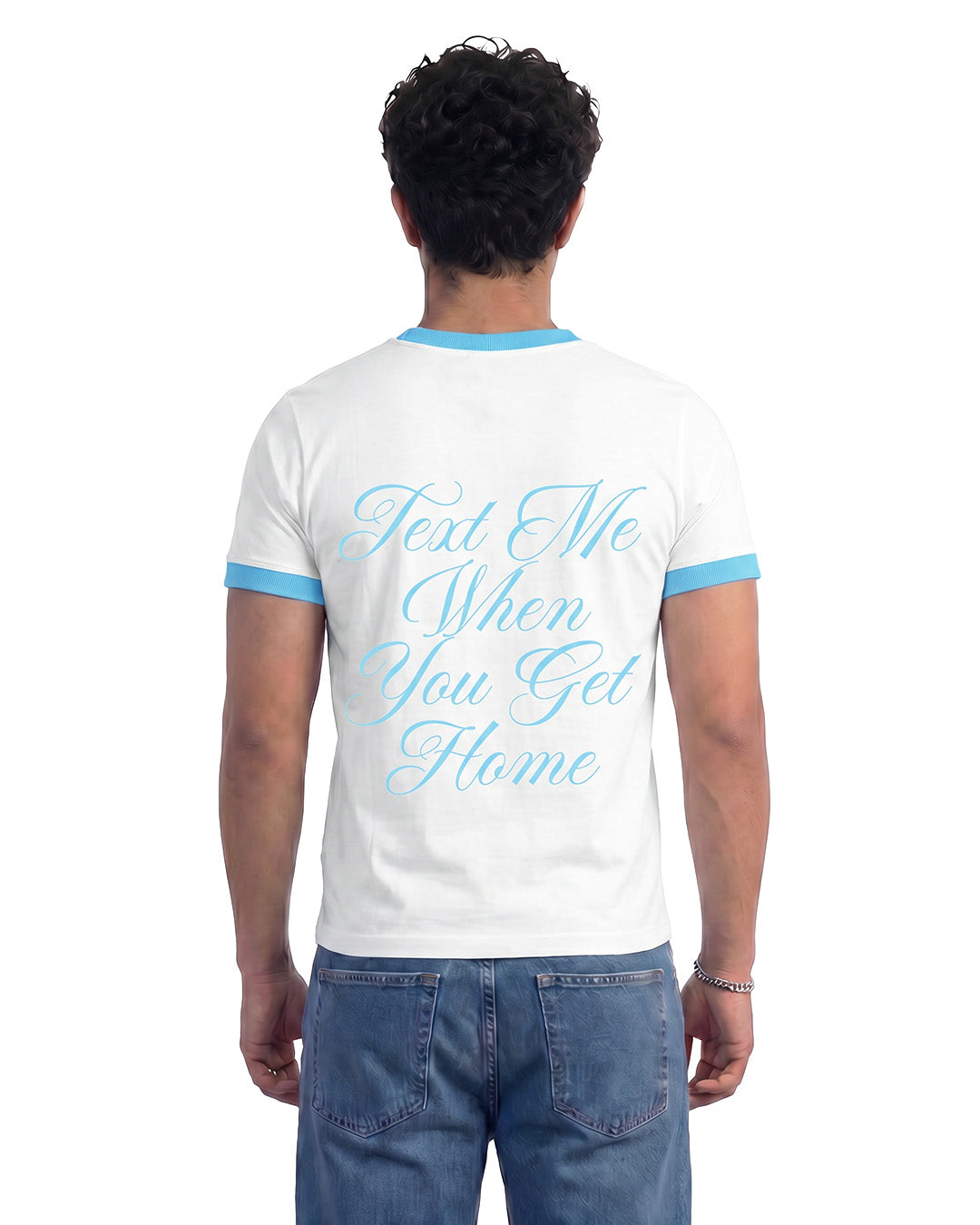 Text Me Slim Fit Ringer White T-shirt – WHAT THE FLEX