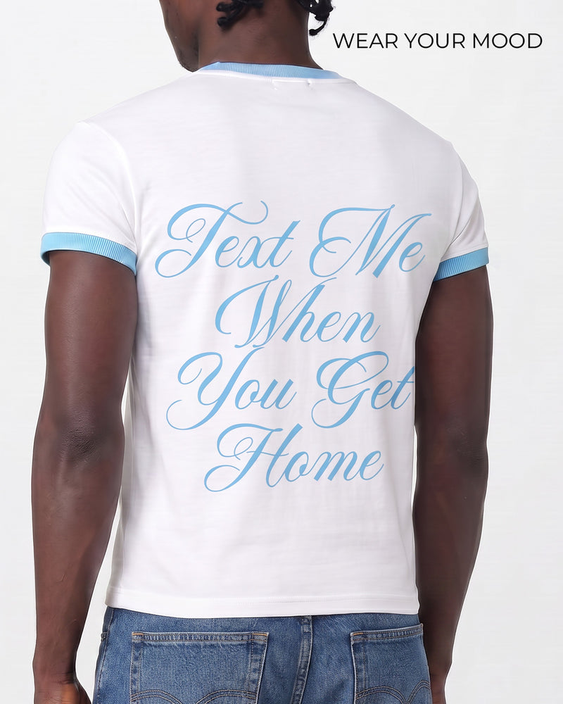 Text Me Slim Fit Ringer White T-shirt