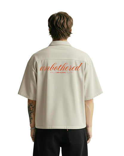 Unbothered Cream Half Sleeve Denim Shirt