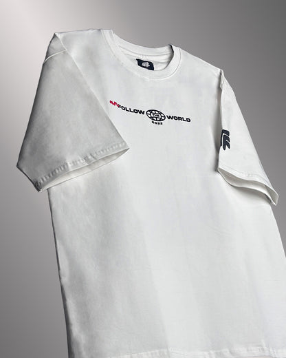 Unfollow The World Baggy White Oversized T-shirt