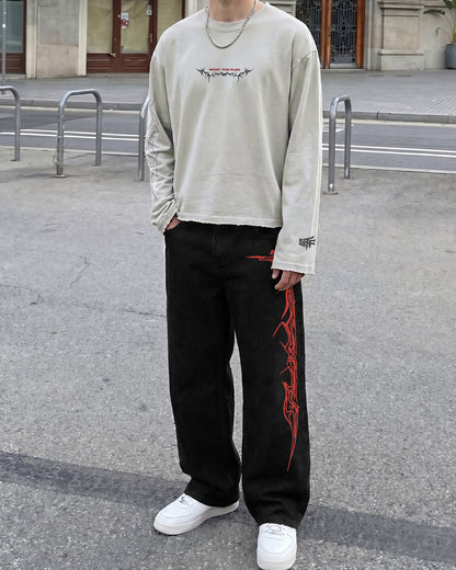 Veins Black Baggy Jeans