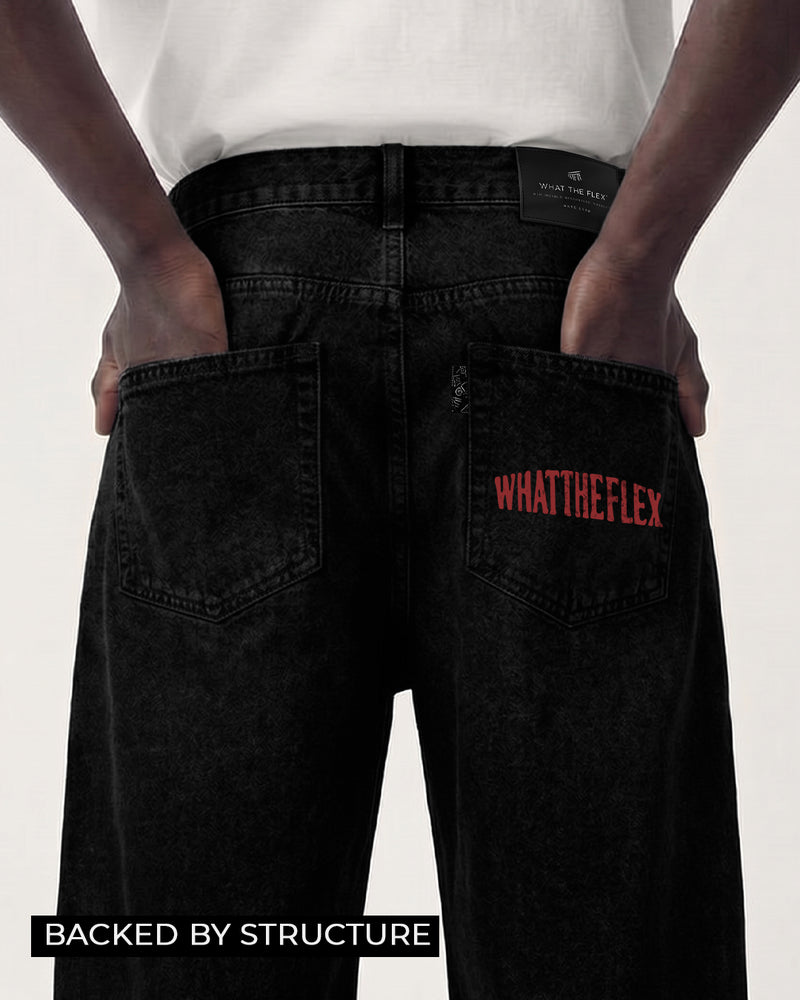 Veins Black Baggy Jeans
