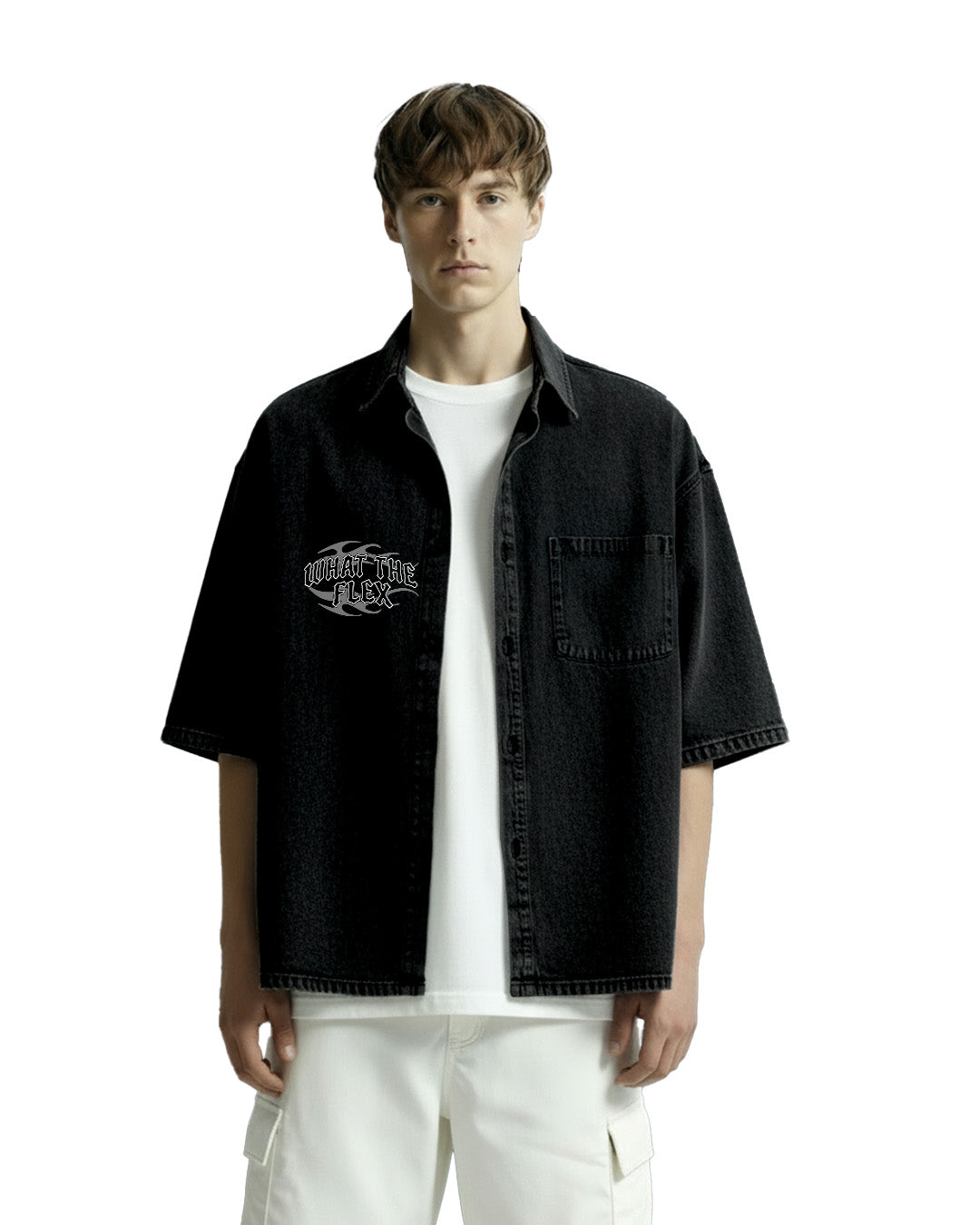 Vengeance Black Half Sleeve Denim Shirt – WHAT THE FLEX