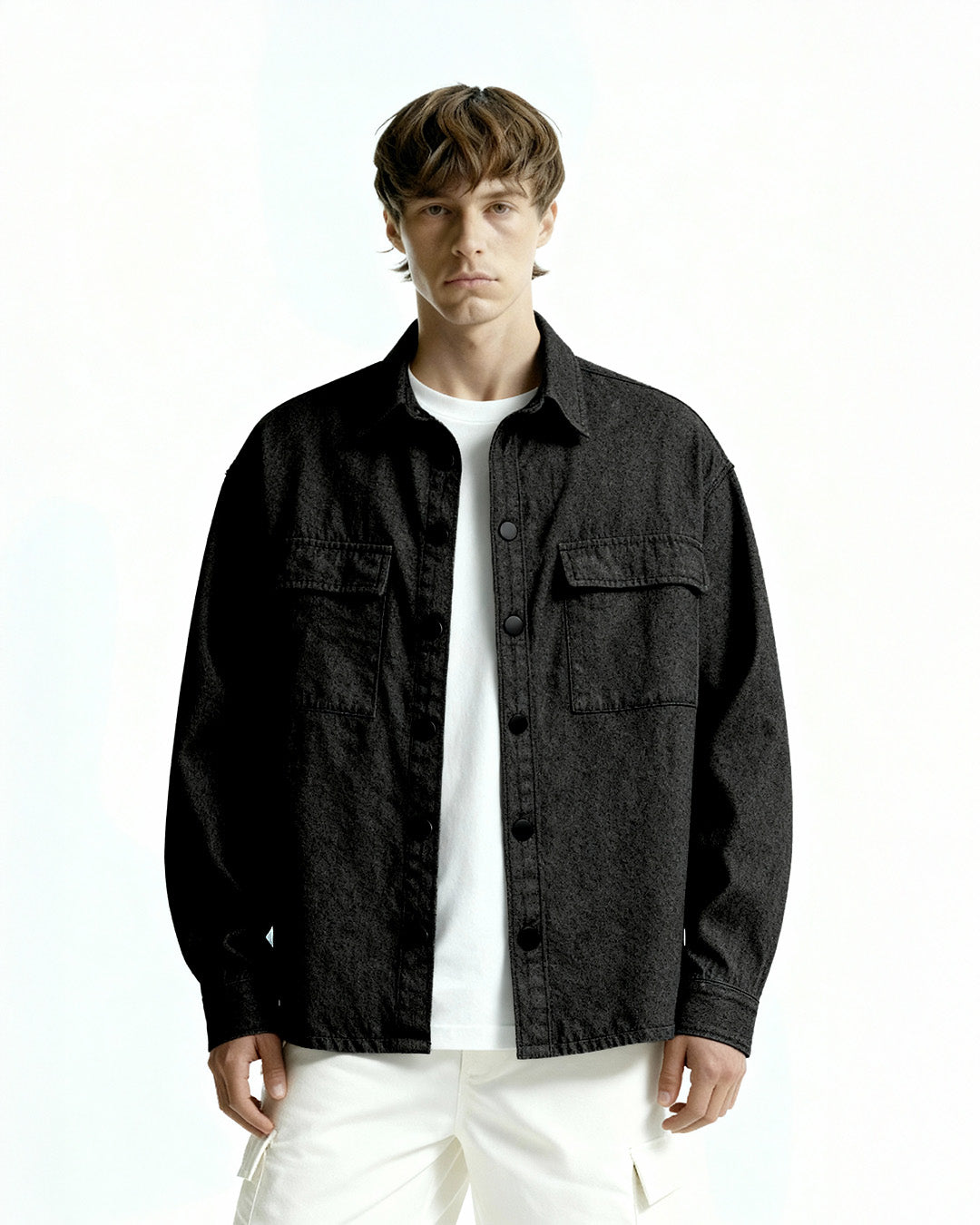 Vintage Black Long Sleeve Denim Shirt