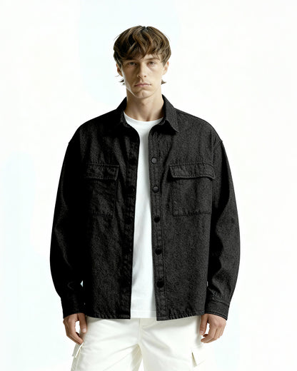 Vintage Black Long Sleeve Denim Shirt